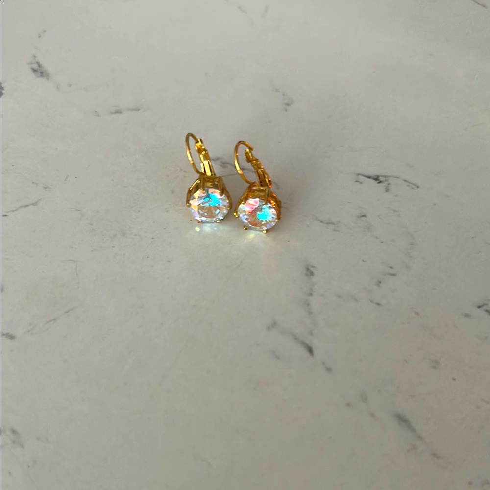 Elegant Gold and Iridescent Earrings